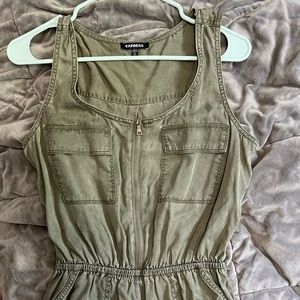 Express green utility romper new without tags small!